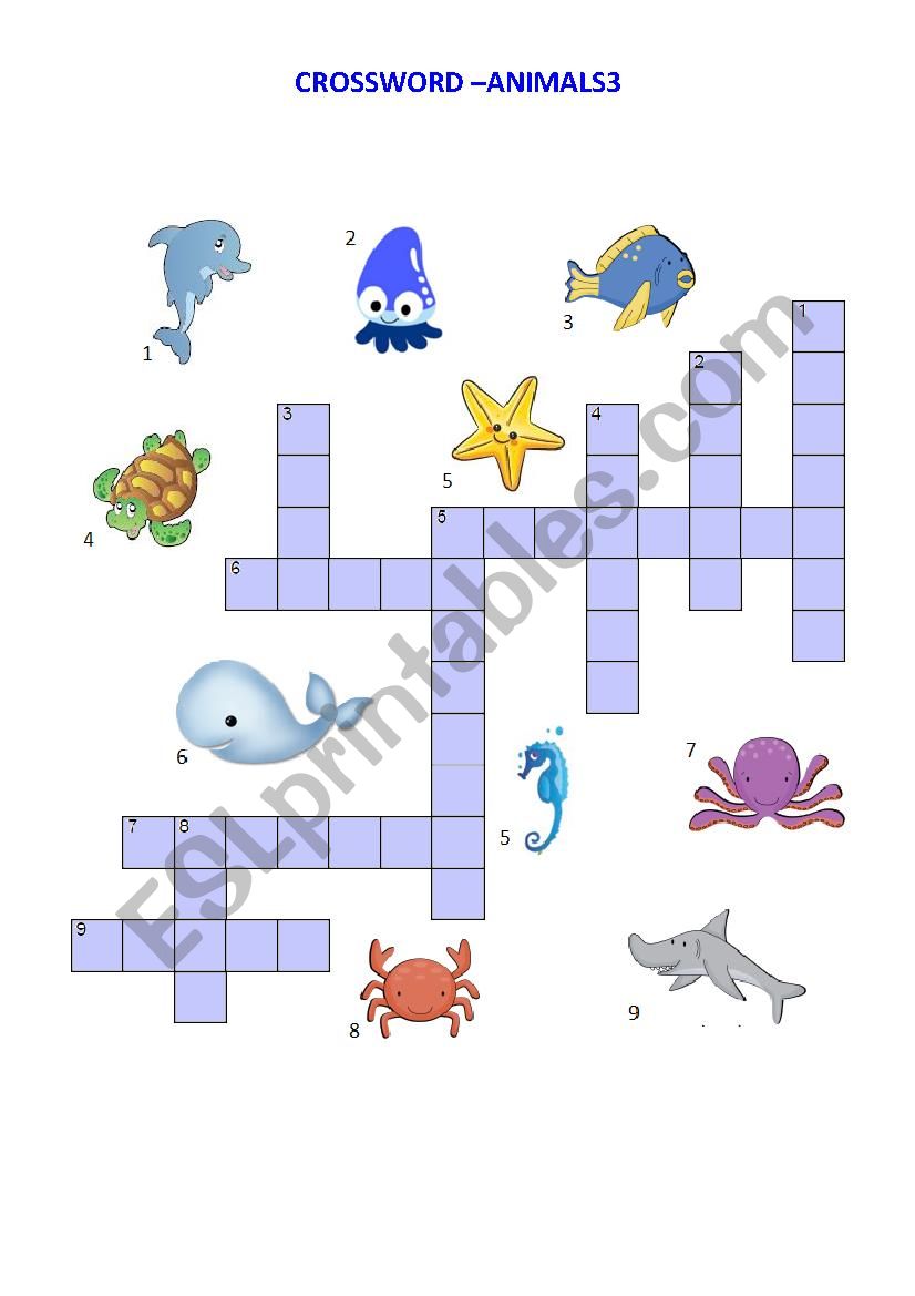 Crossword - Animal 3 worksheet