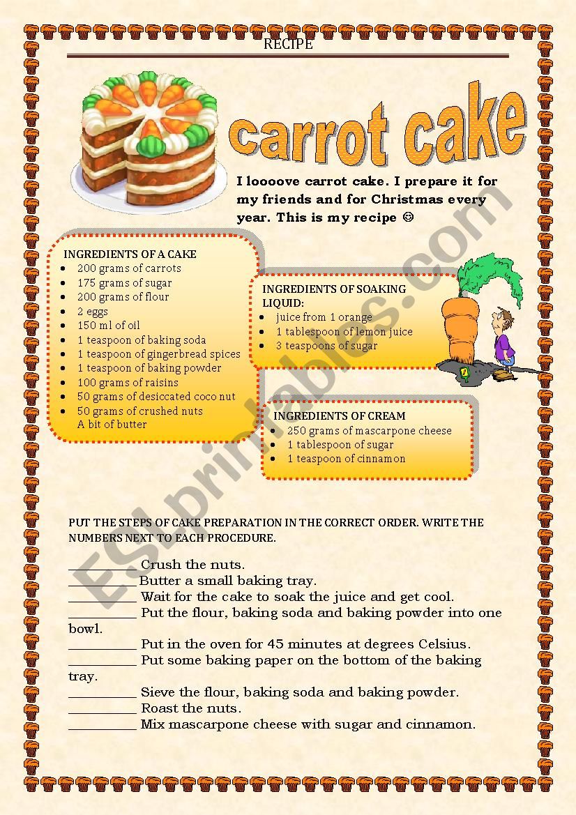 Vocabulary Revision 6A - ways of cooking - RECIPE with key 