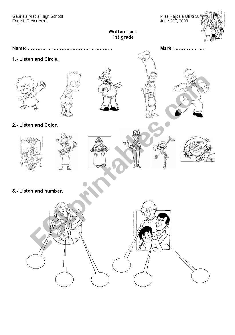 family test worksheet