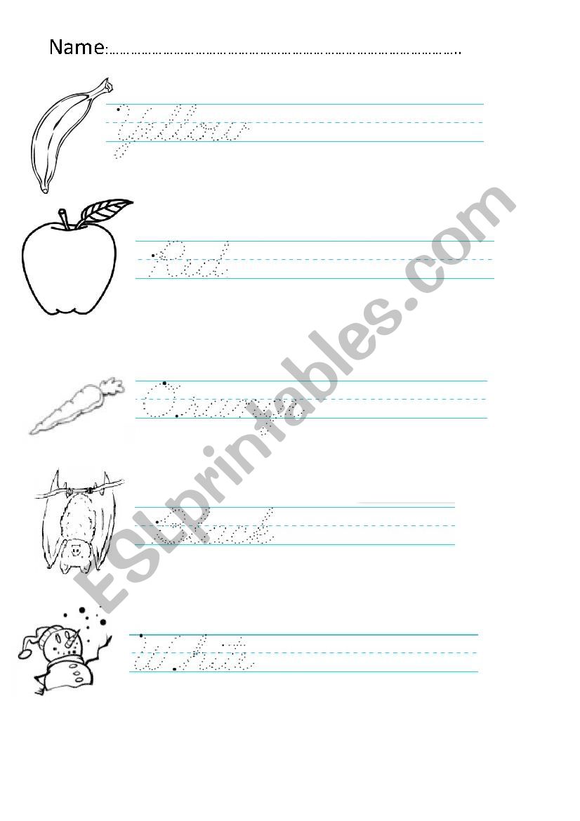 Colours worksheet