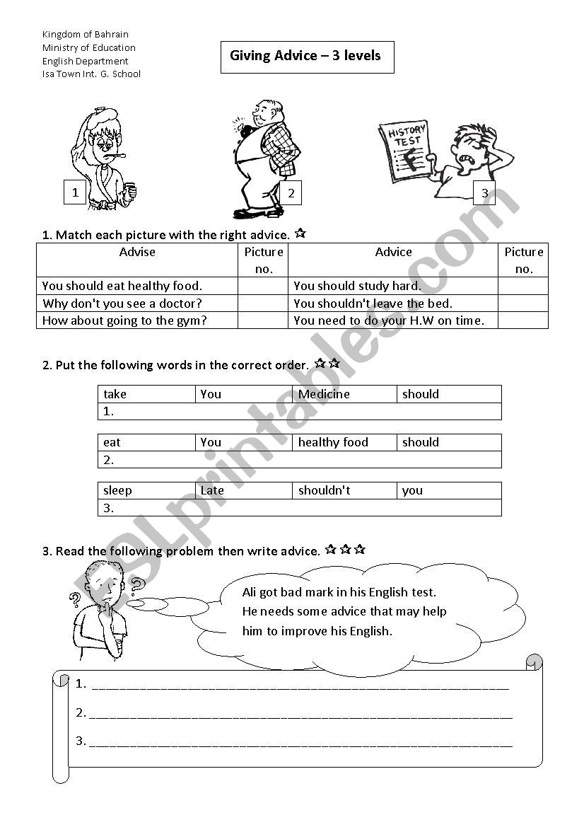 Advice worksheet