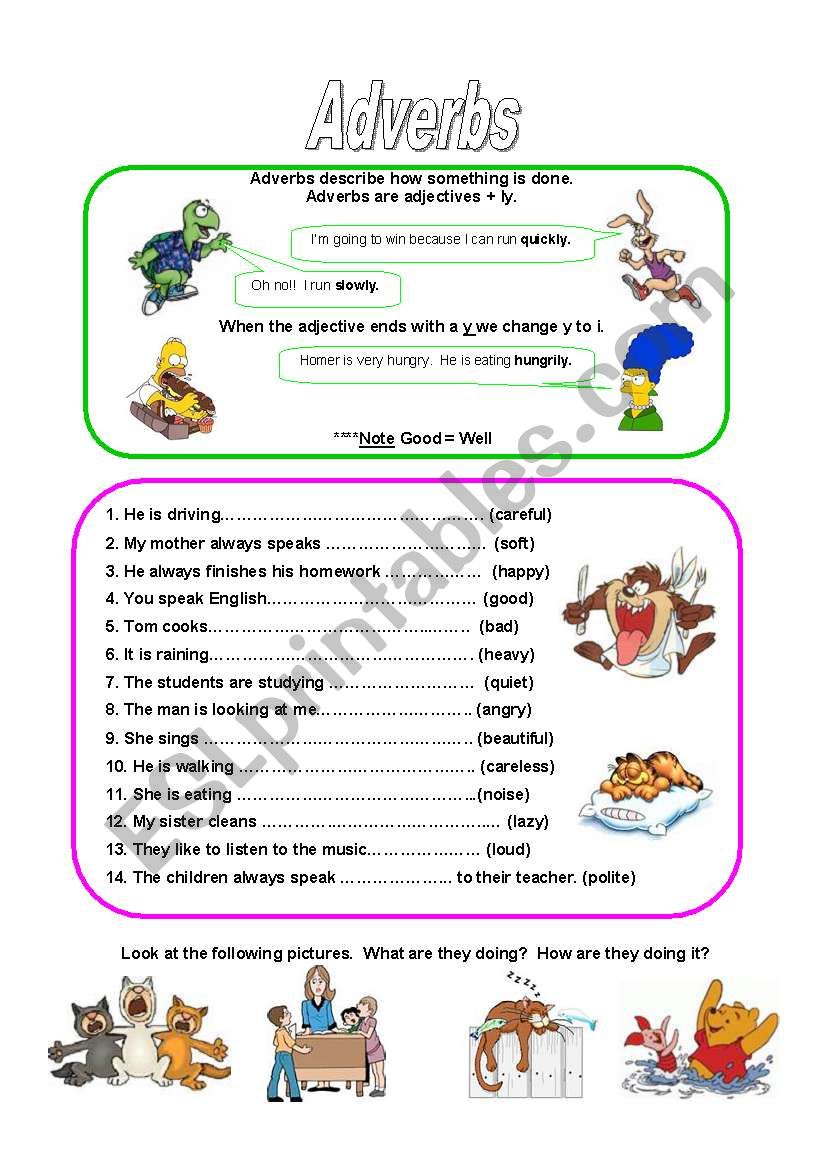 Adverbs worksheet