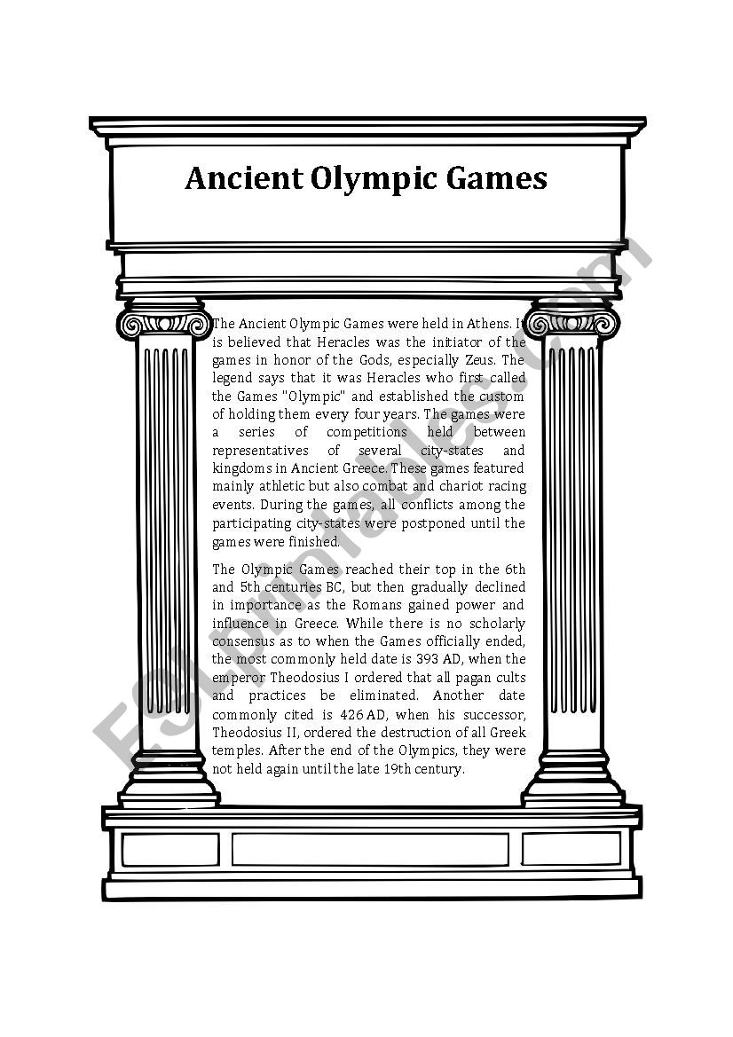 Ancient Olympic Games worksheet