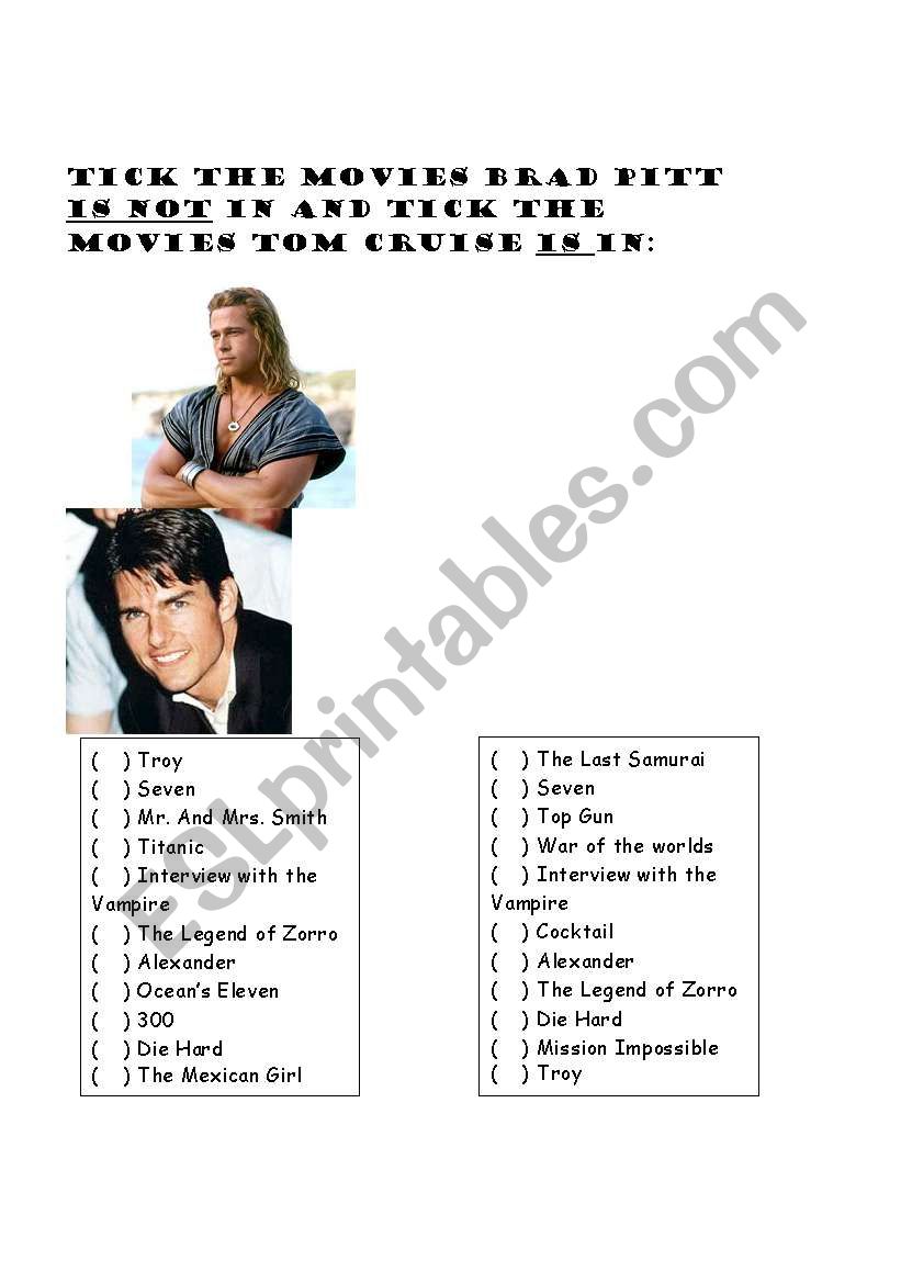 movies worksheet