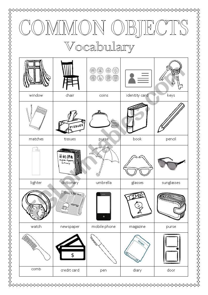 Objects Picture Dictionary worksheet