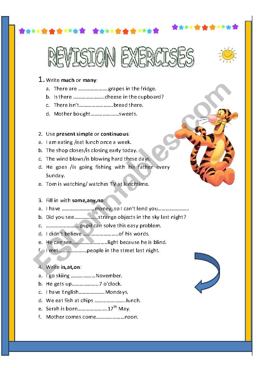 REVISION worksheet