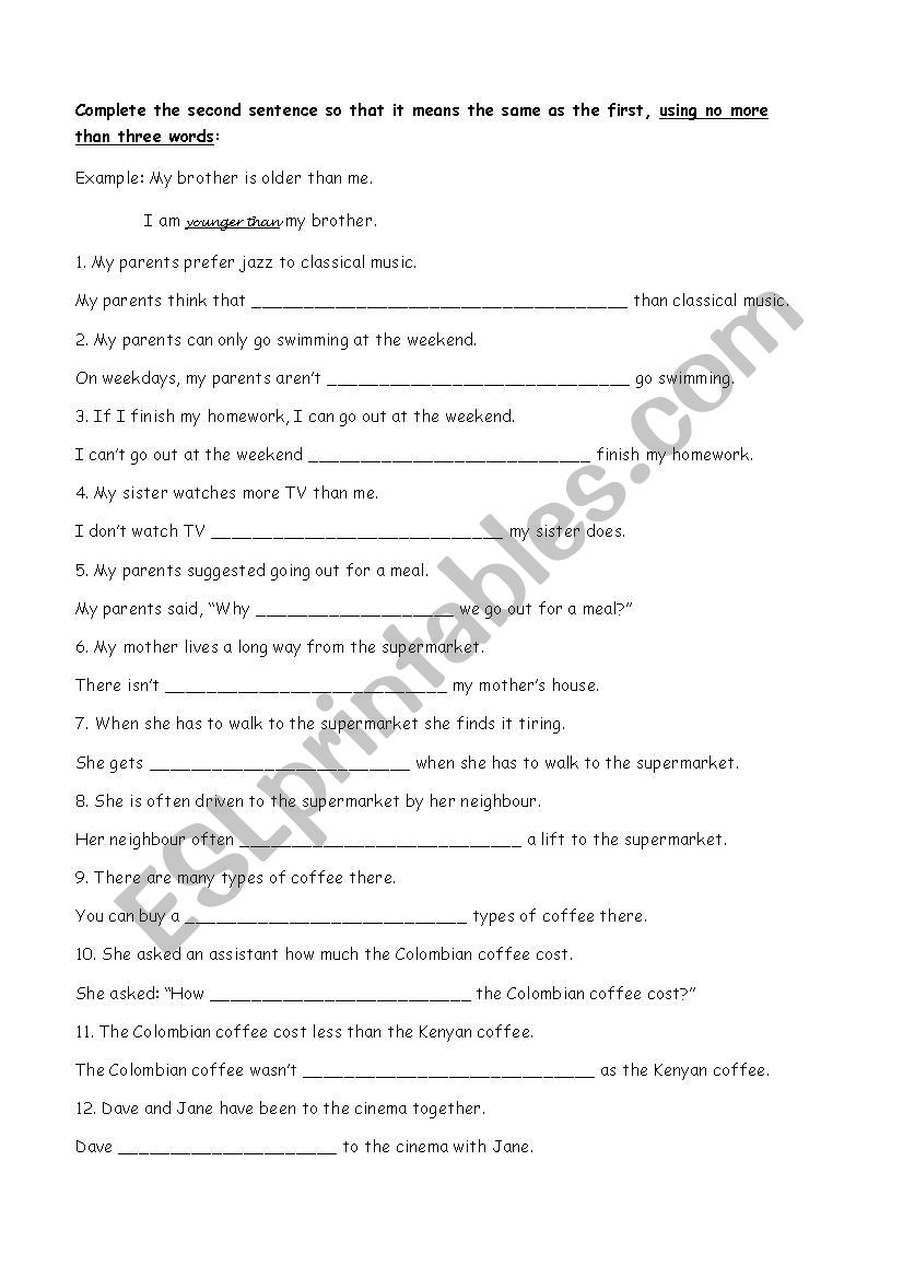 USE OF ENGLISH 1 worksheet