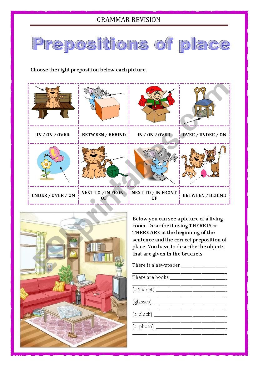 GRAMMAR REVISION 5 - PREPOSITIONS OF PLACE THERE IS THERE ARE