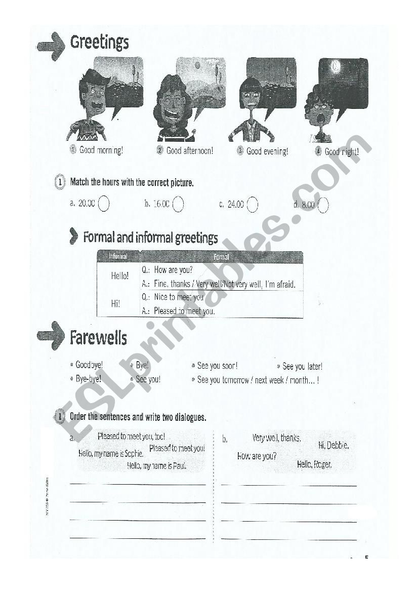 Greetings worksheet