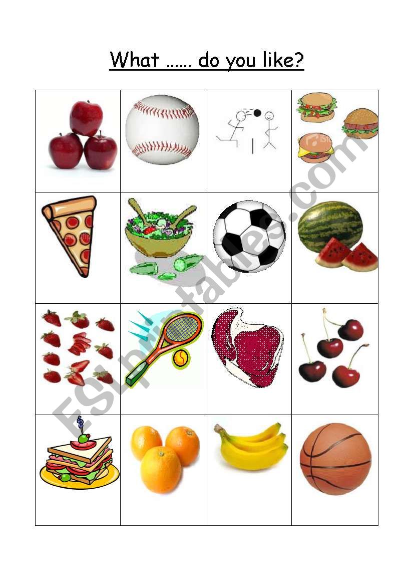 Fruit Sport Food interview bingo