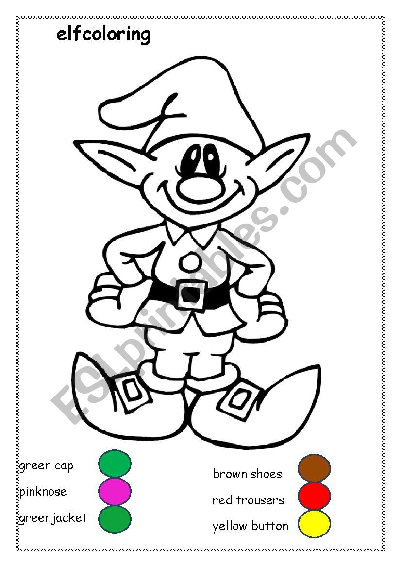 elf coloring worksheet