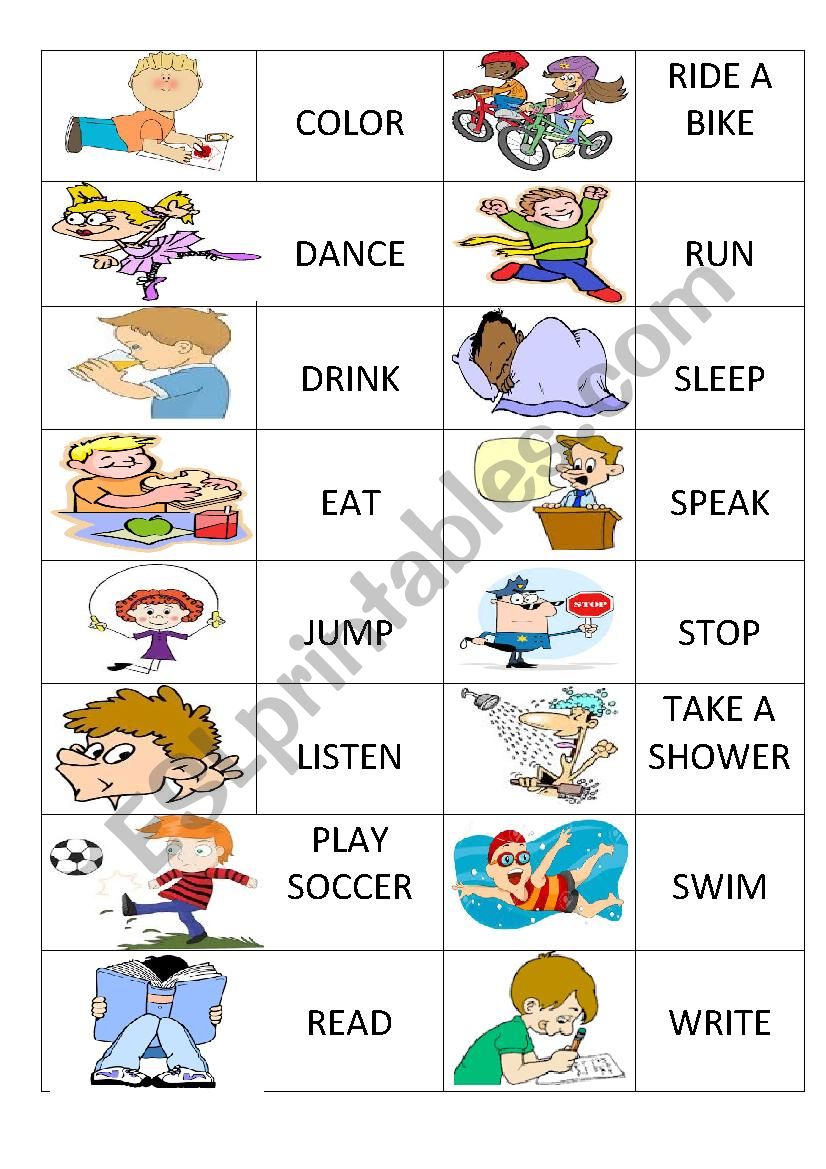 action verbs worksheet