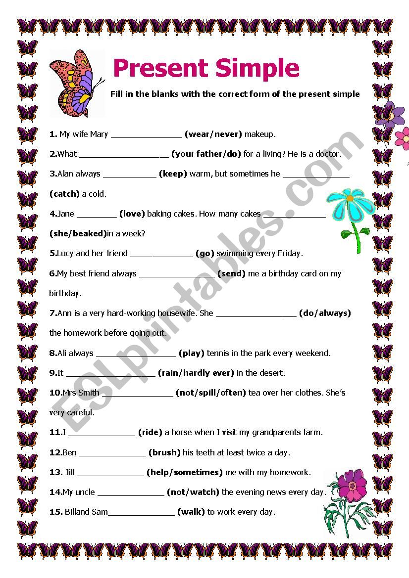 Present Simple worksheet