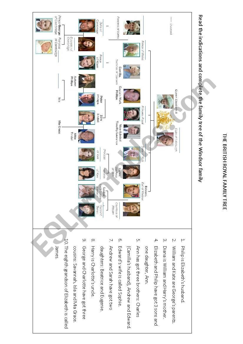 The British Royal Family Tree worksheet
