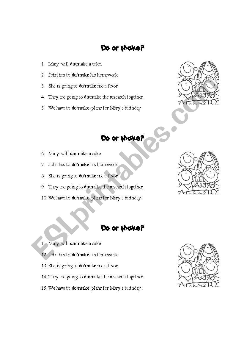 do or make?  worksheet