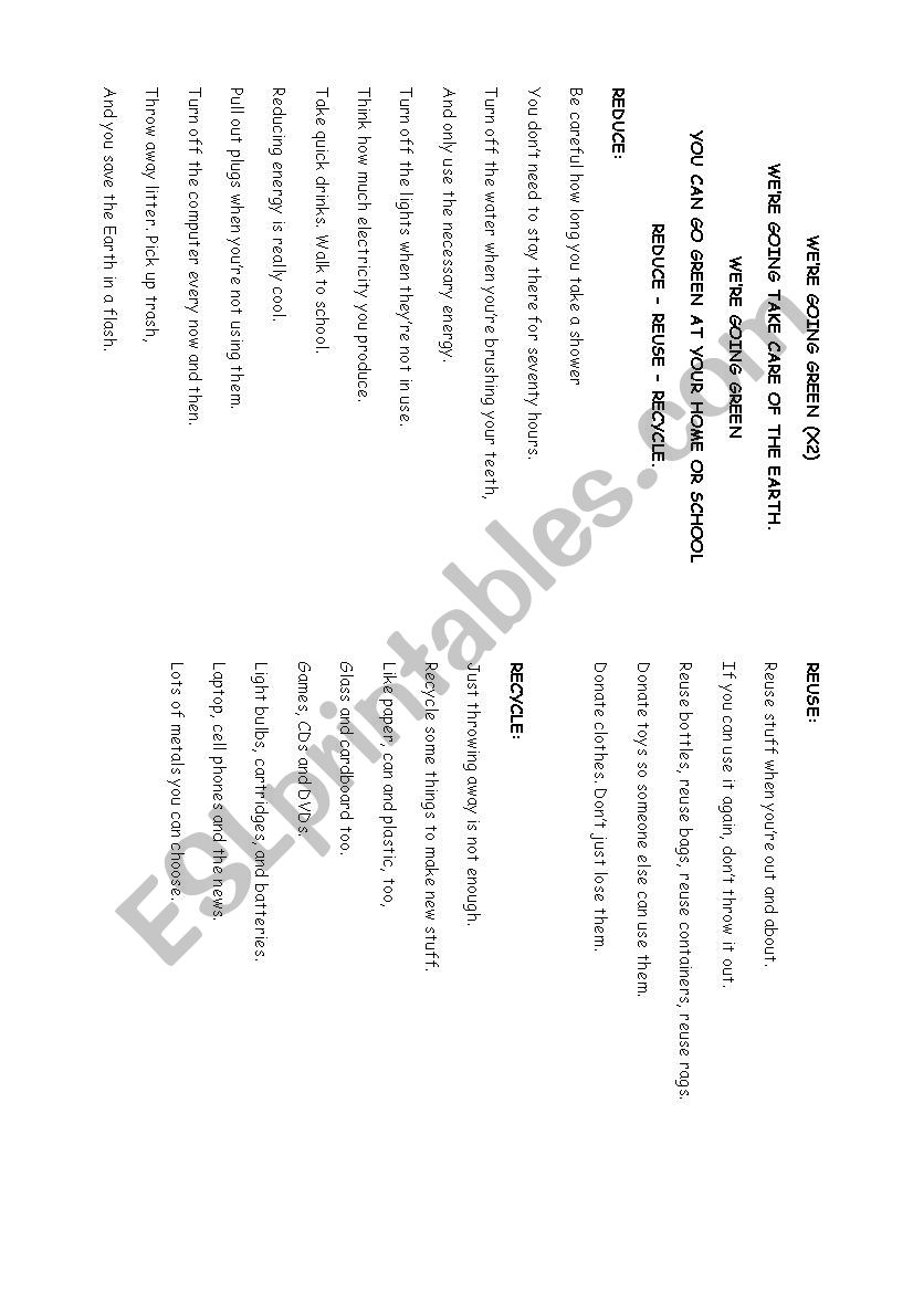 energy song worksheet