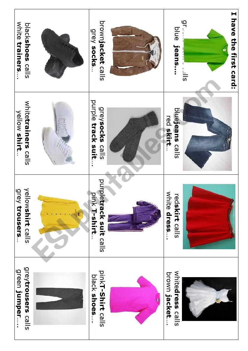 clothes and colours worksheet