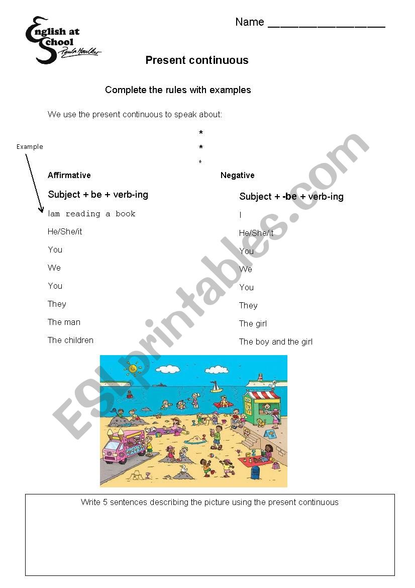 PRESENT CONTINUOUS worksheet