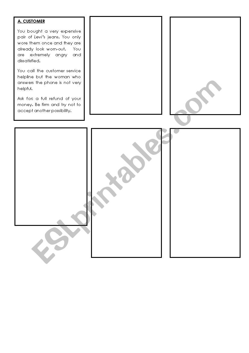 complaining role play worksheet