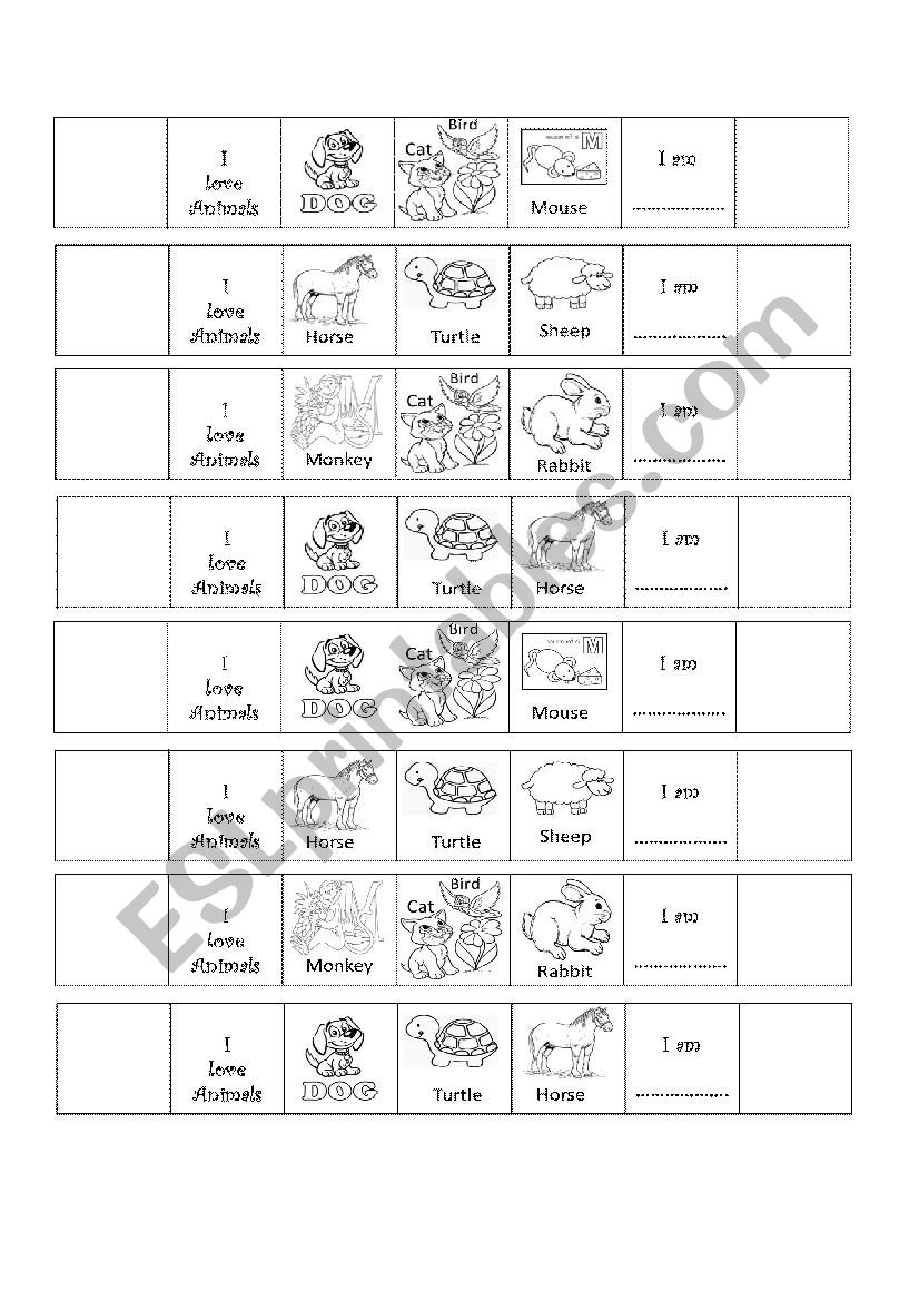  animals bracelets 2 worksheet