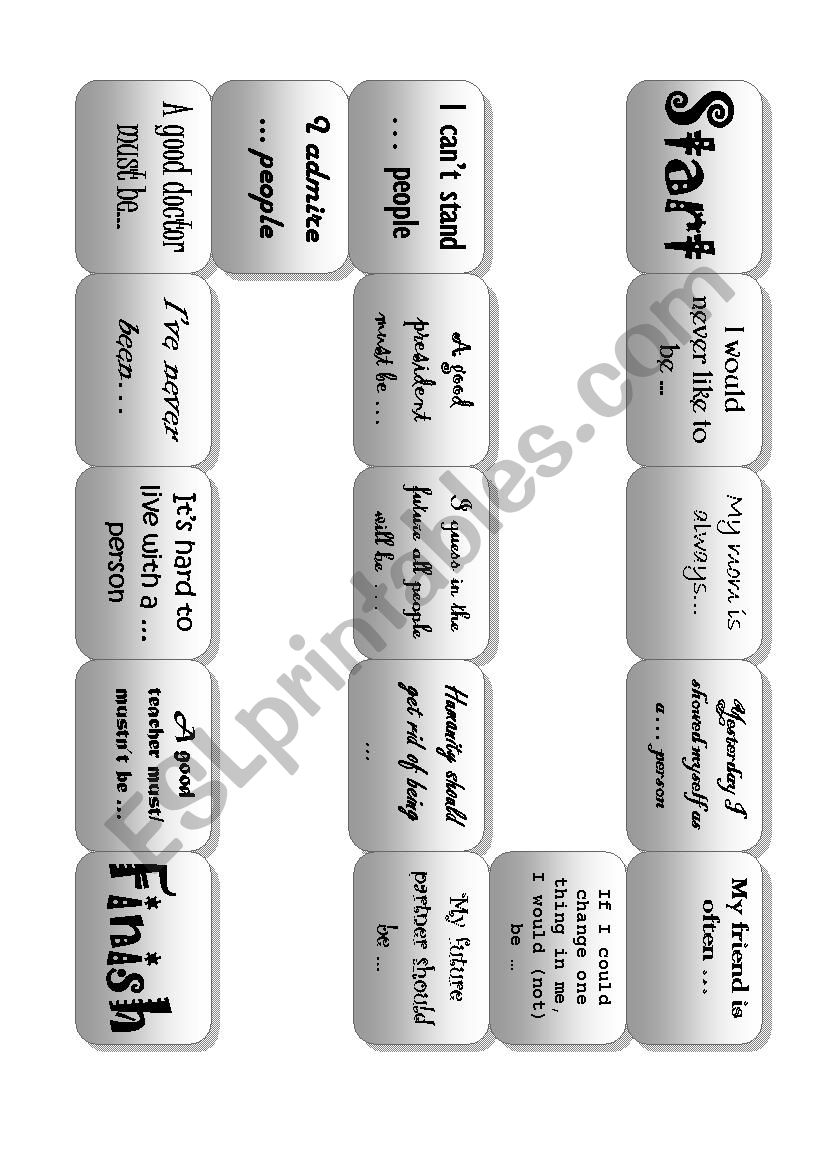 personality adjectives board game