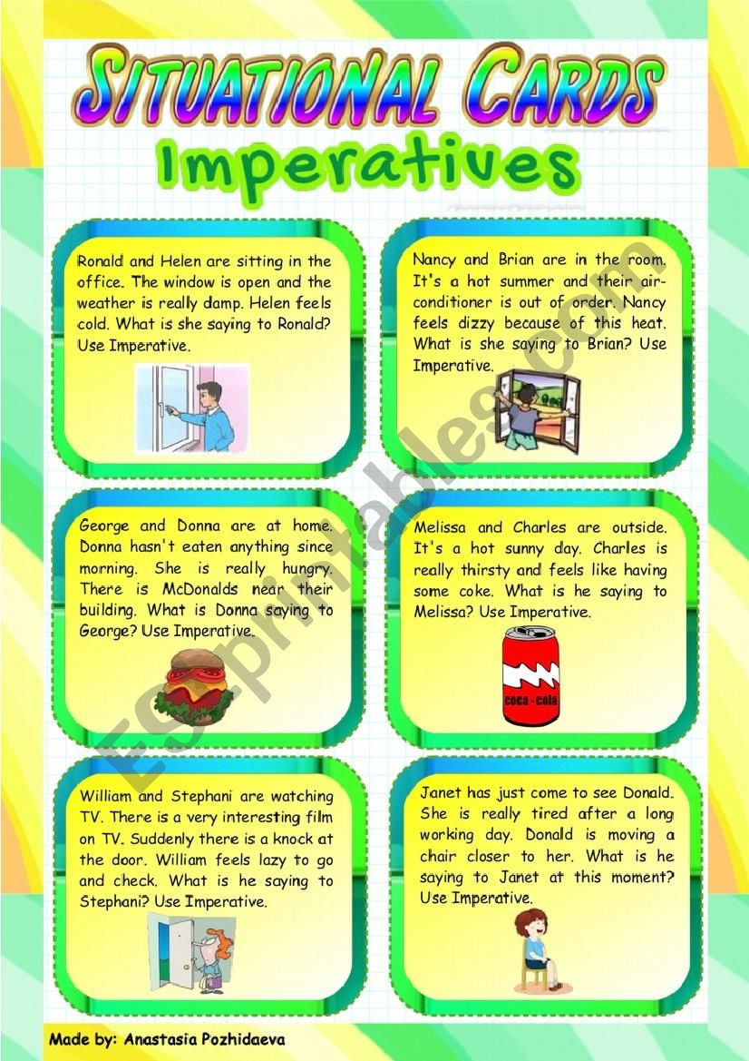 Imperatives (worksheet + video with a grammar presentation)