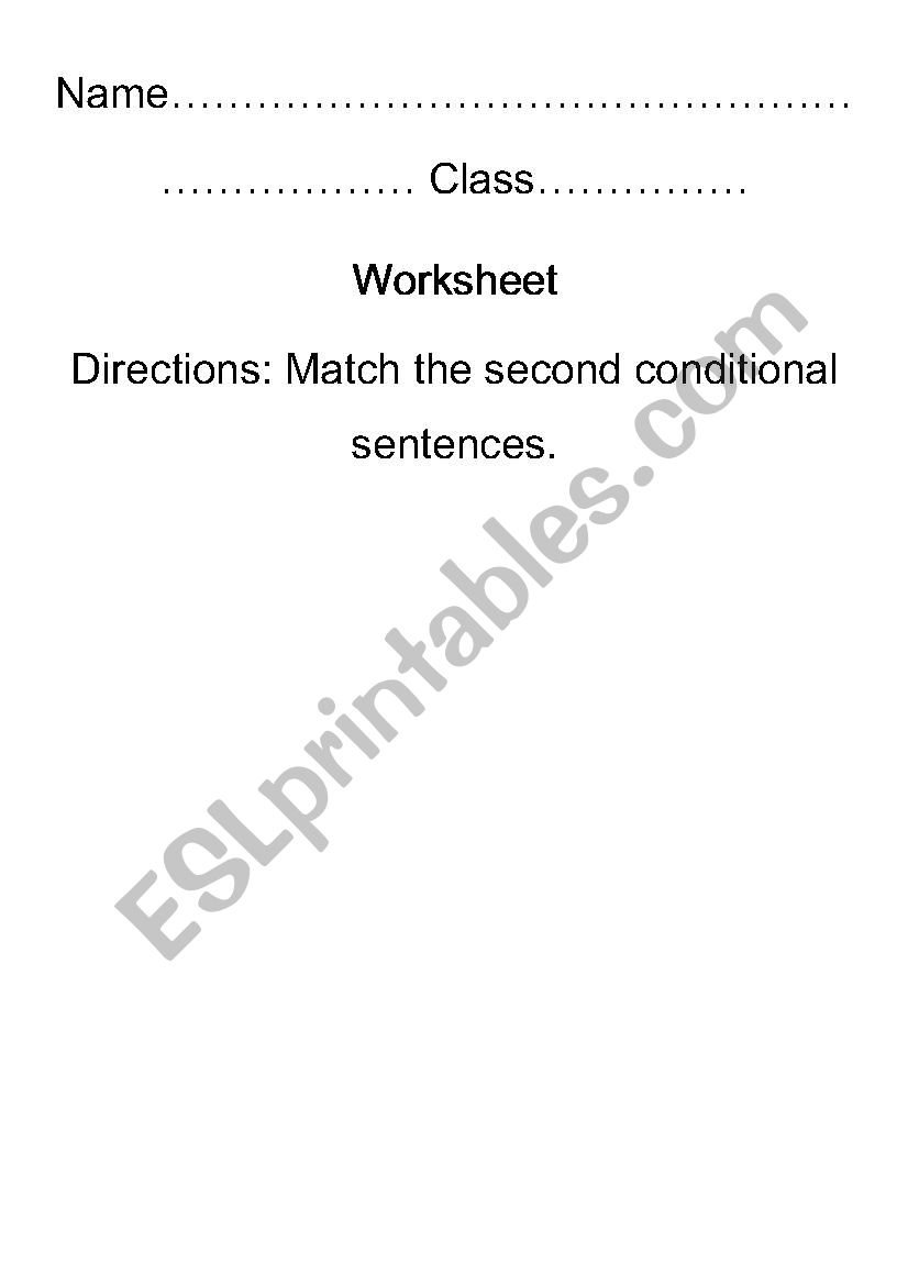 Second Conditional matching worksheet