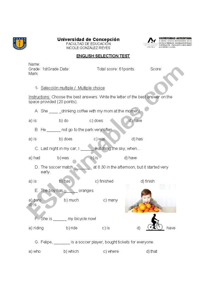 sports worksheet