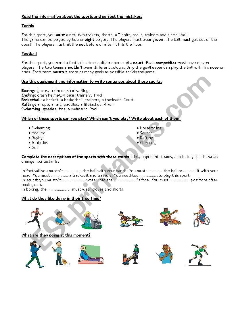 Sports worksheet