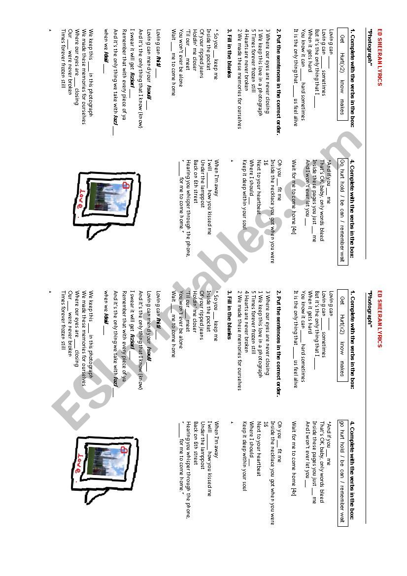 Ed Sheeran - Photograph - worksheet