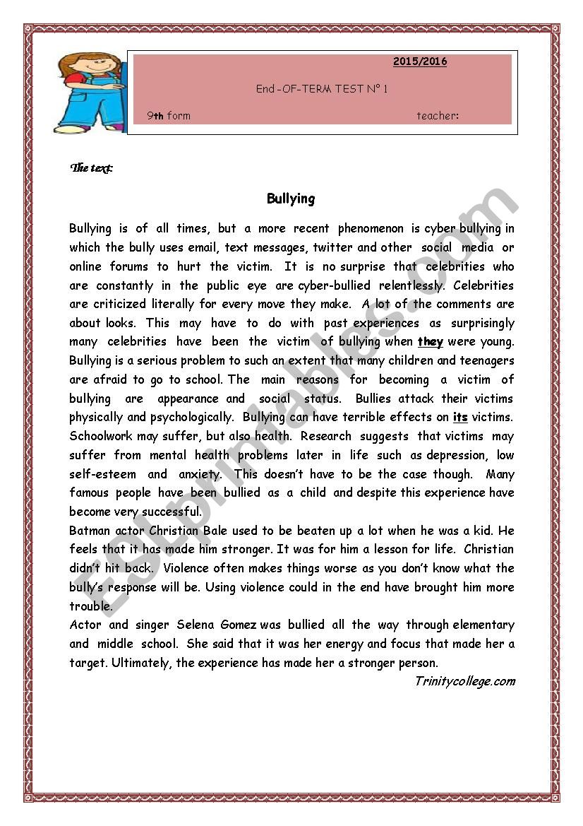 reading comprehension worksheets grade 9 pdf