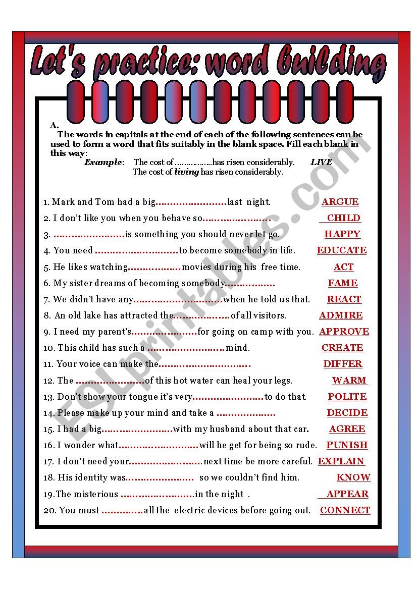 WORD BUILDING worksheet