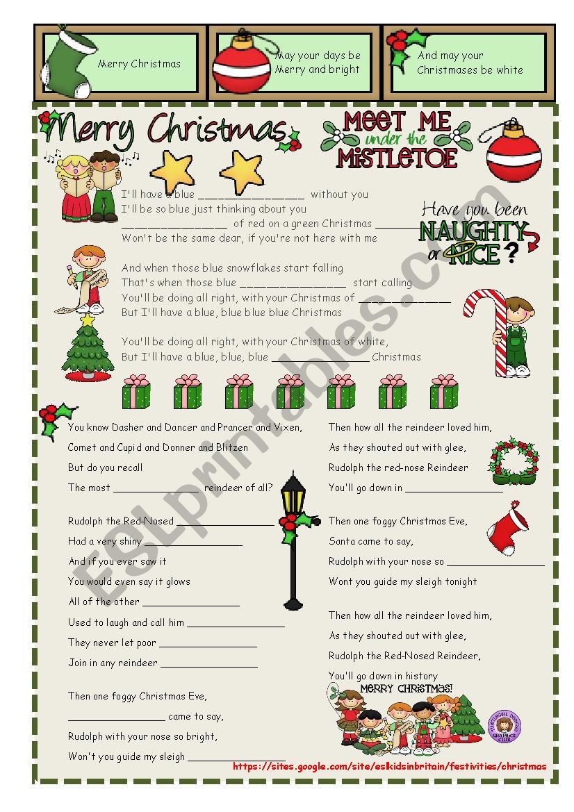 Christmas Carols worksheet