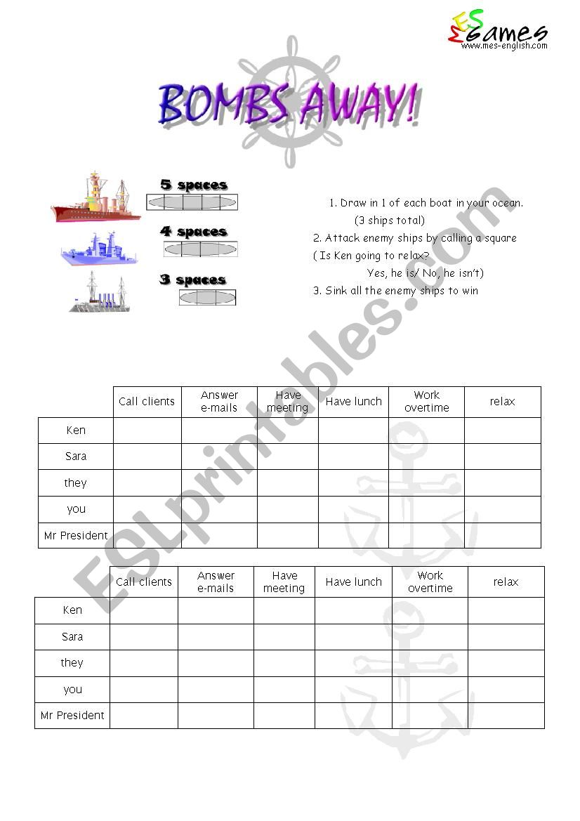 Bombs away worksheet