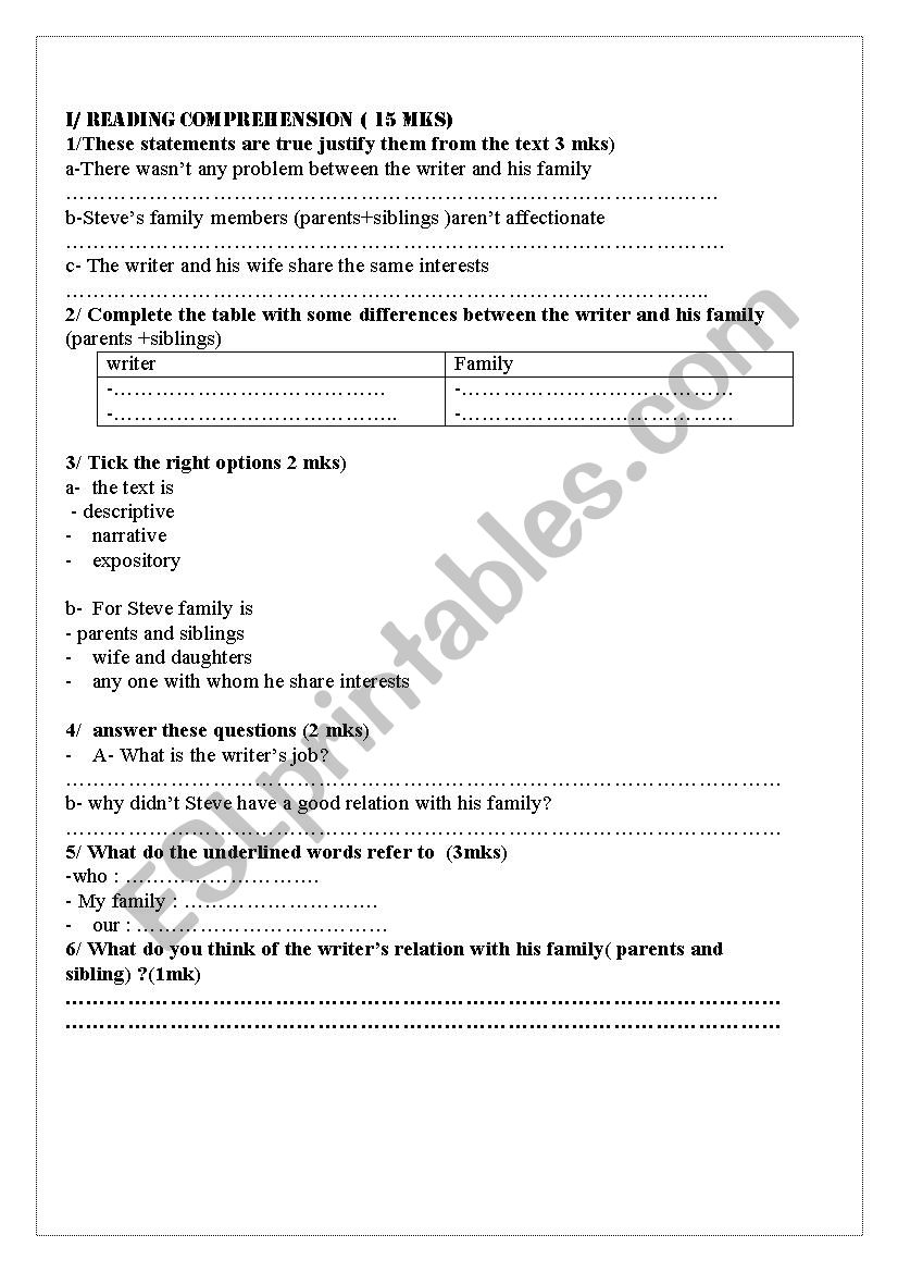 2nd form and 3d form tests worksheet