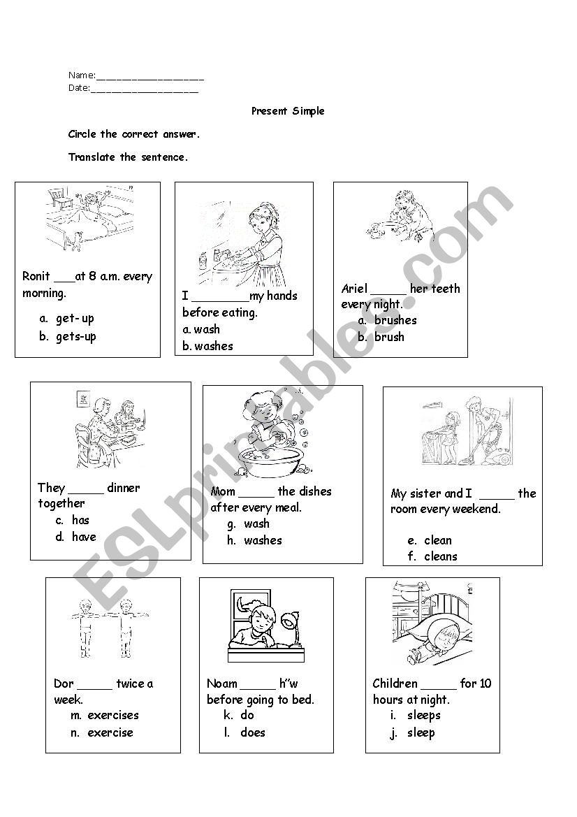 present simple worksheet