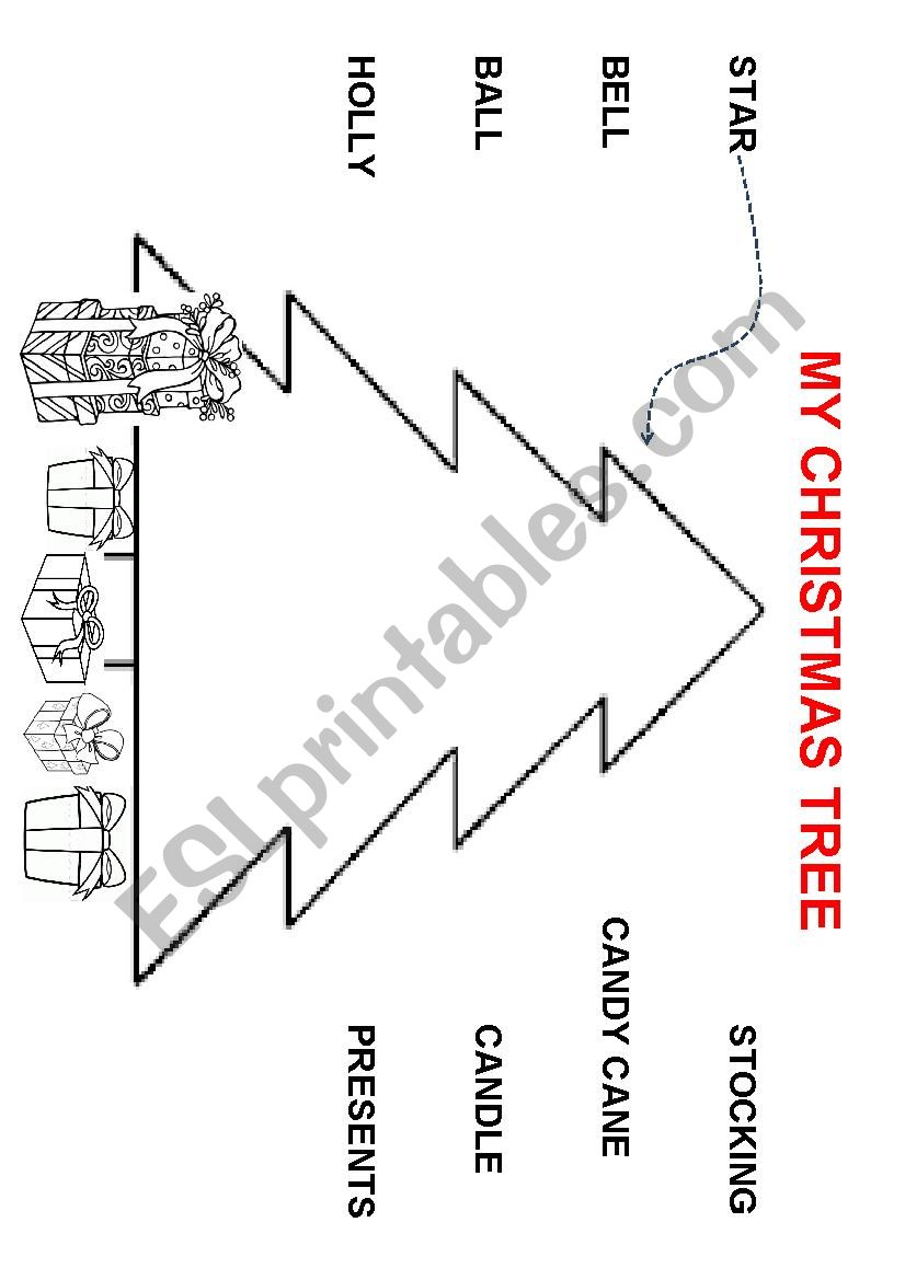 Decorate de Christmas tree worksheet