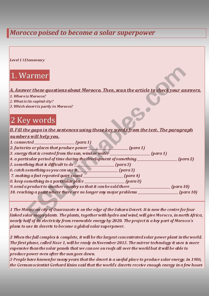 Reading Comprehension worksheet