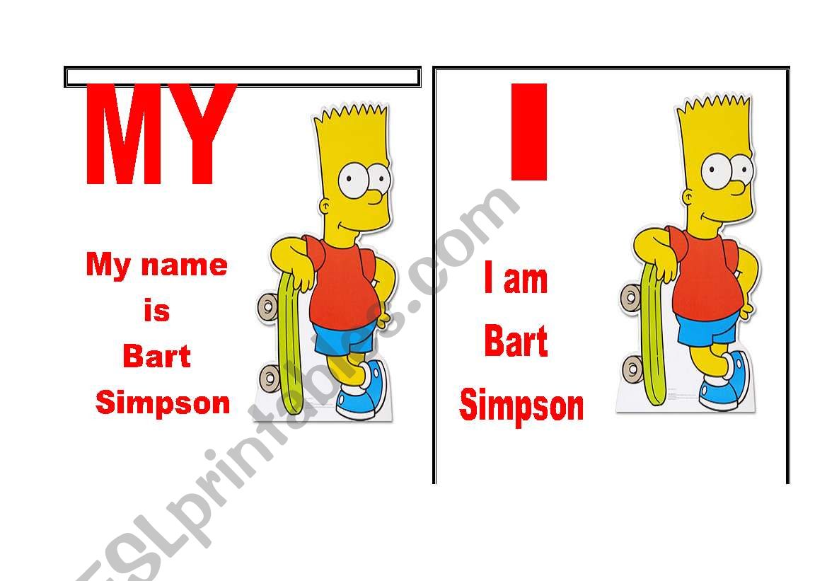 my - I bart simpson worksheet