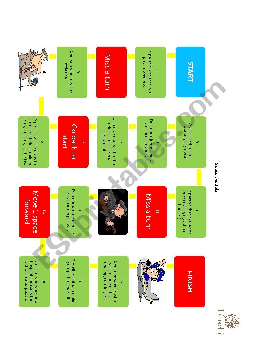 Board Game Guess the Job worksheet