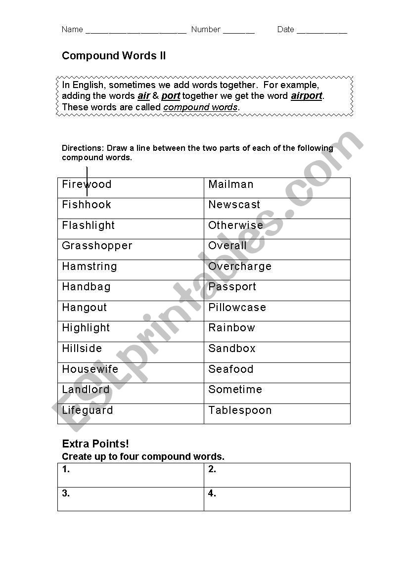 Compound Words II worksheet