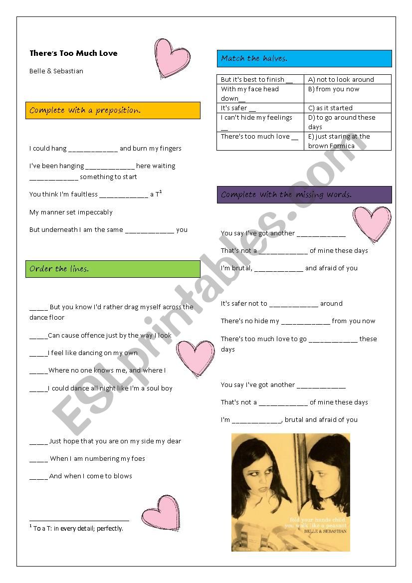 Theres Too Much Love worksheet