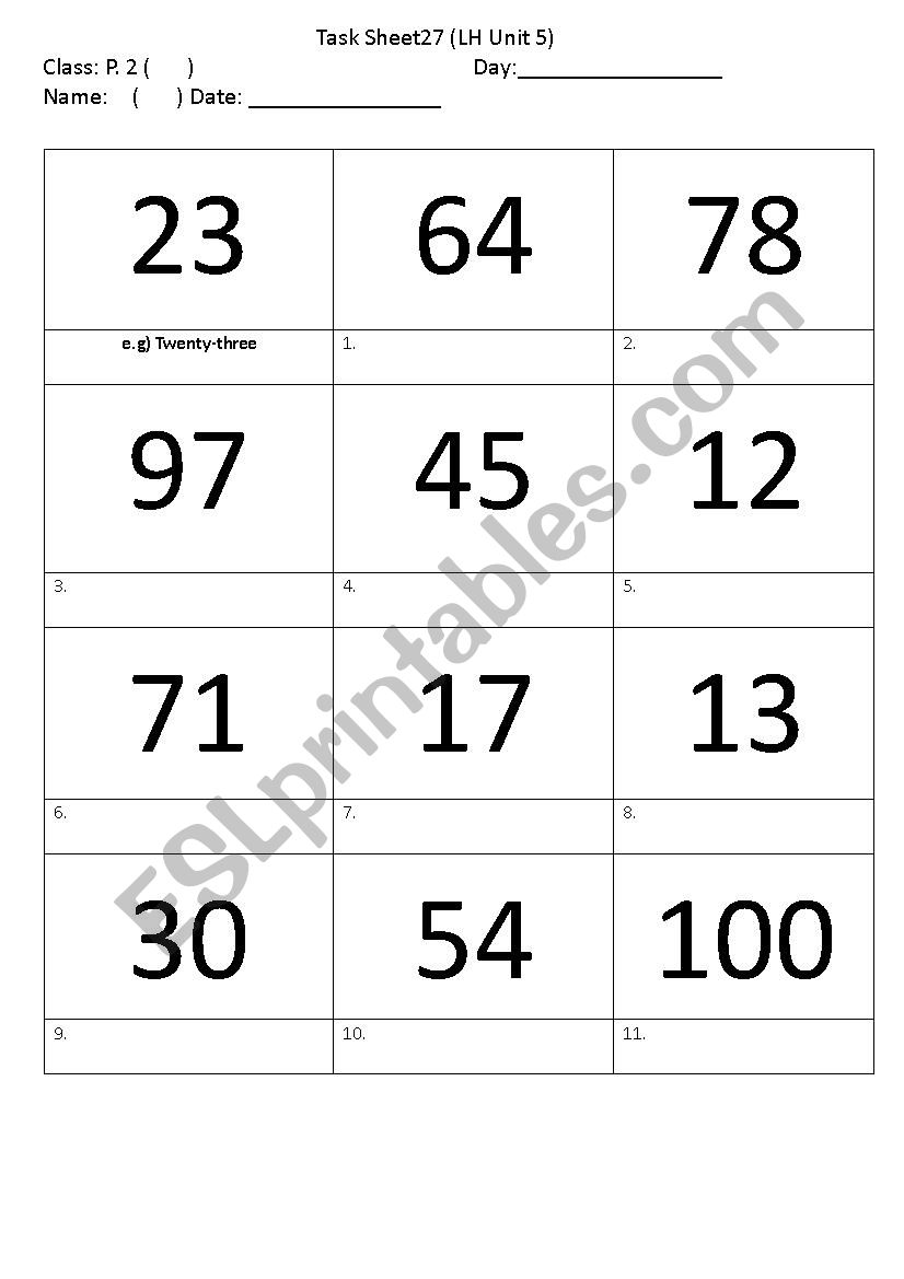 Numbers to Written English Form 