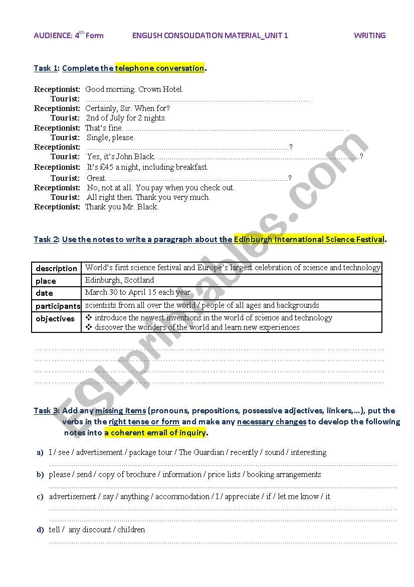 GUIDED WRITING worksheet