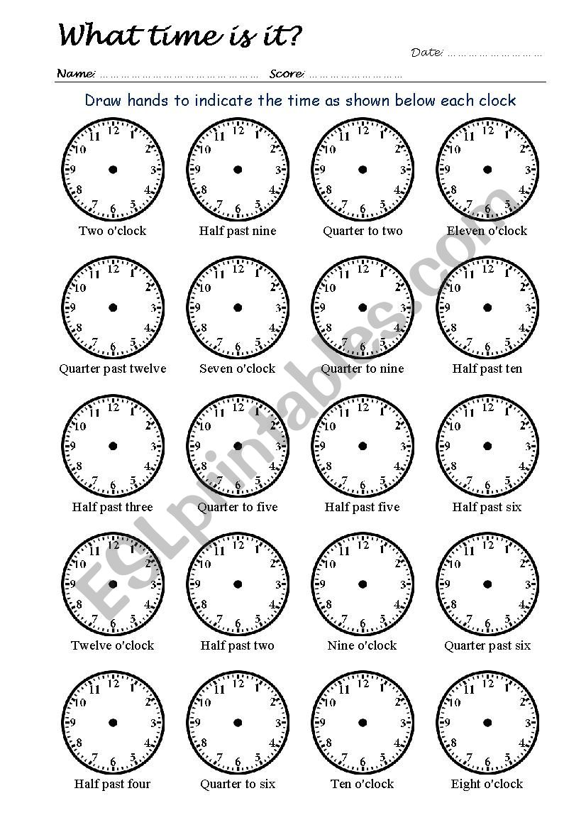 What Time Is It? Drawing Clock Hands 1/4