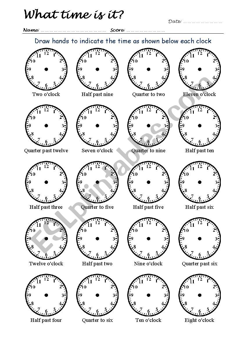 What Time Is It? Drawing Clock Hands 1/4