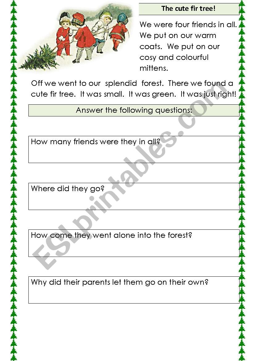 The cute fir tree worksheet