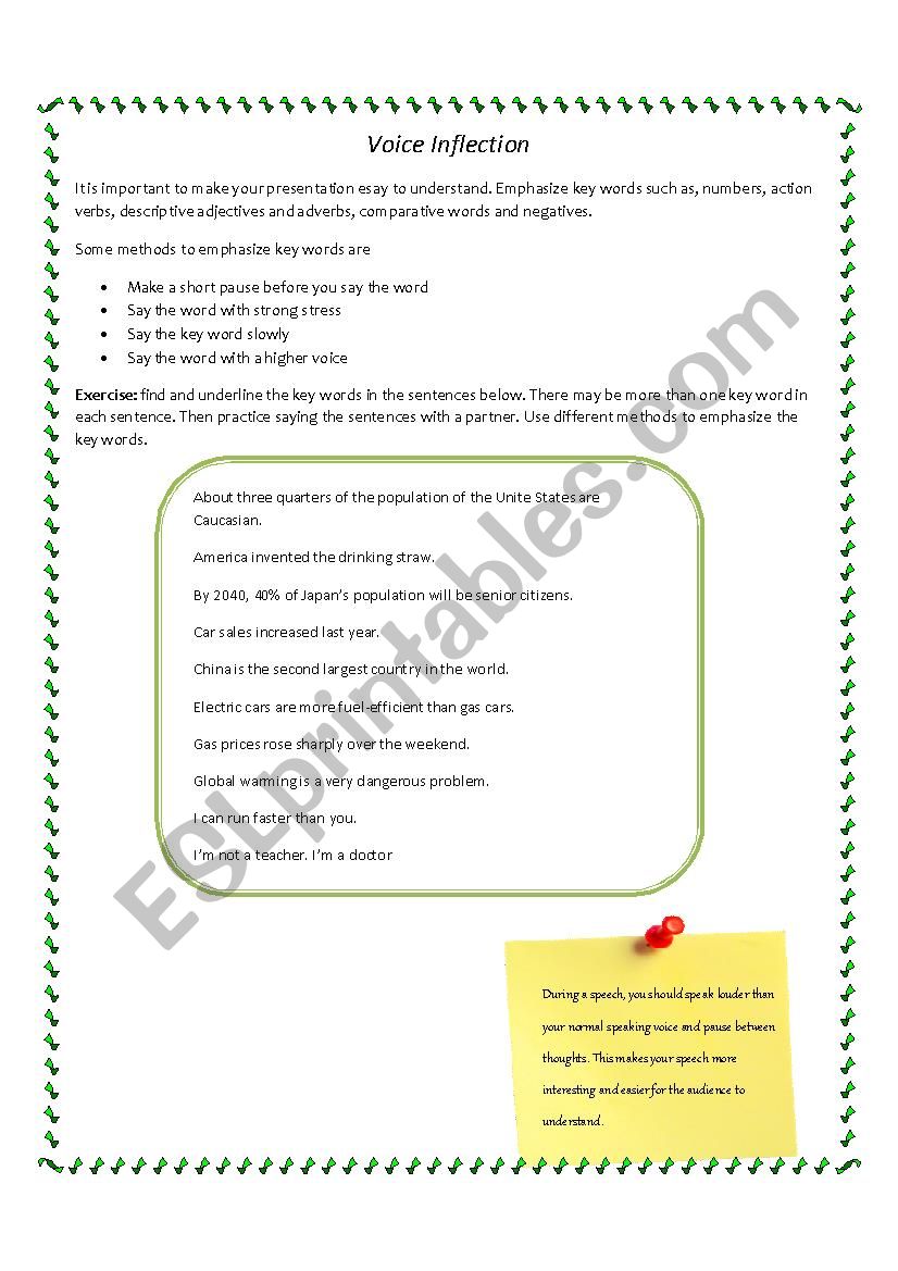 ARTICULATION, INTONATION worksheet