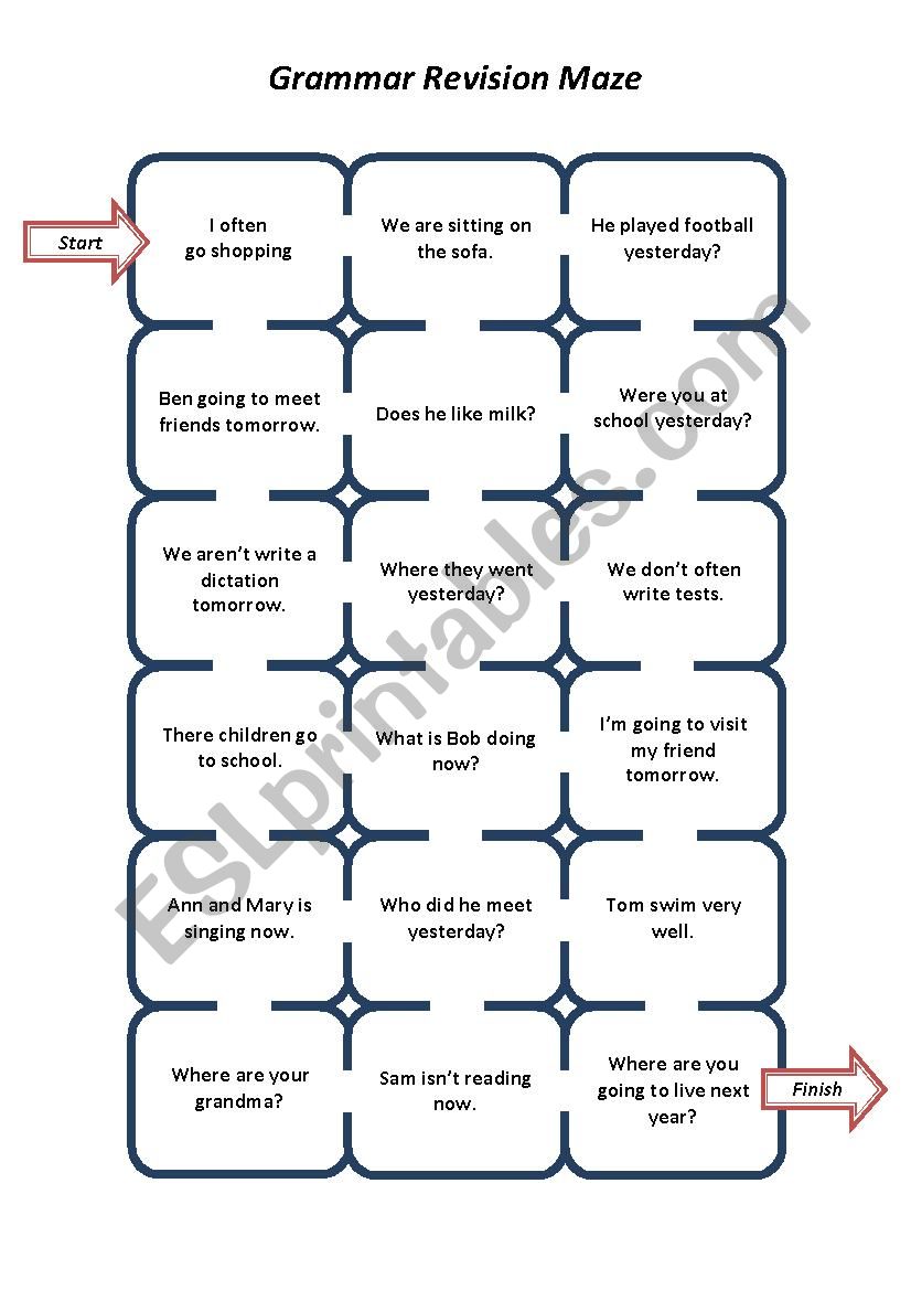 Grammar Revision Maze (Present Simple/Continuous, Past Simple, going to) 2