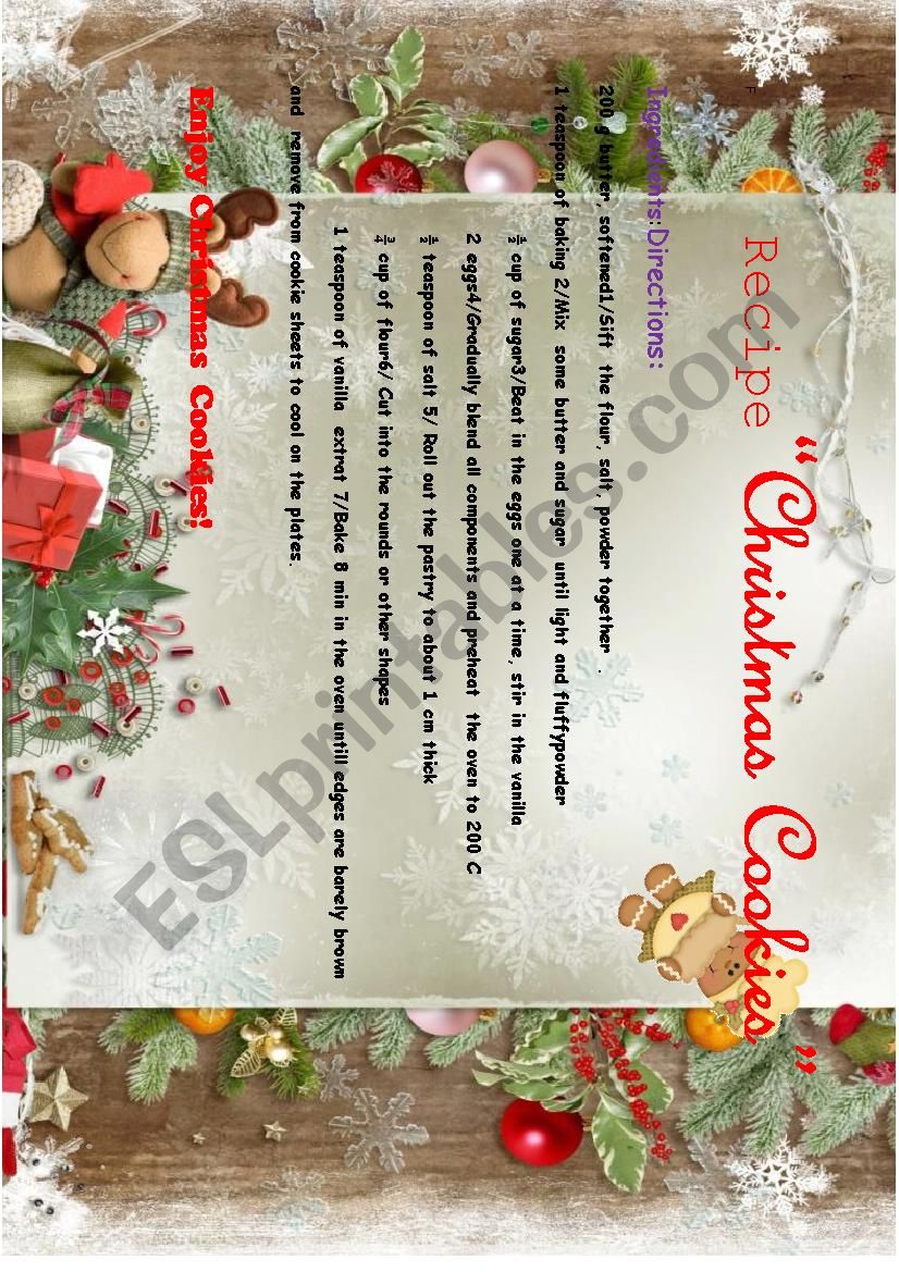 Christmas Menu worksheet